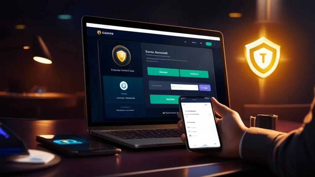 Beveiligingsscherm van een account in een donkere casino-omgeving