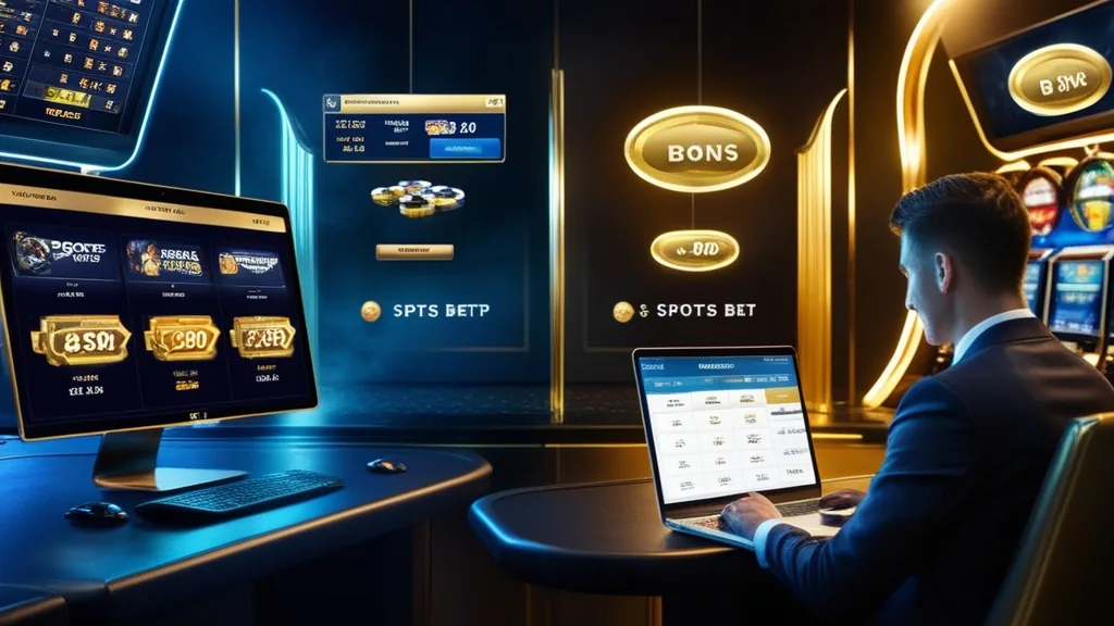 Casino- en sportomgeving met bonusaanbiedingen op schermen