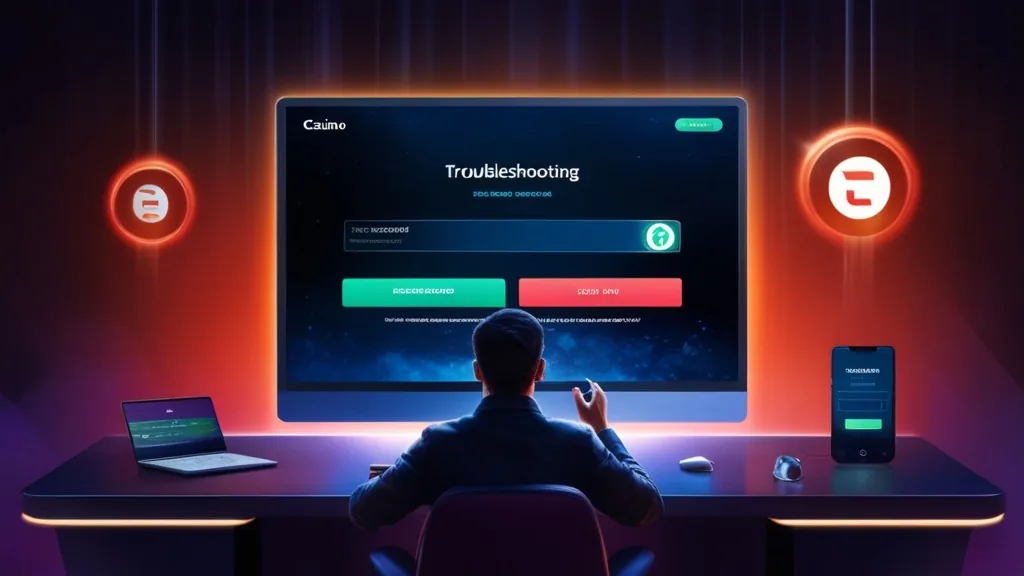 Loginprobleem oplossen op een donkere casino-interface