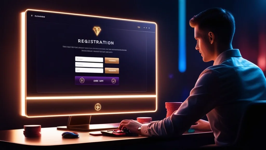Speler vult registratiefomulier in voor een nieuw account